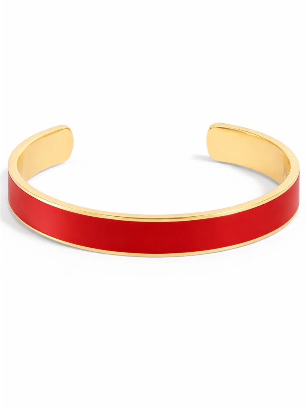 Gold and Red Cuff Bracelet Minimalist Bangle Chic Statement Stackable